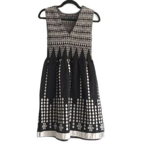 Max Edition Smocked Top Dress Black Cream Abstract Greece Pattern Size Medium
